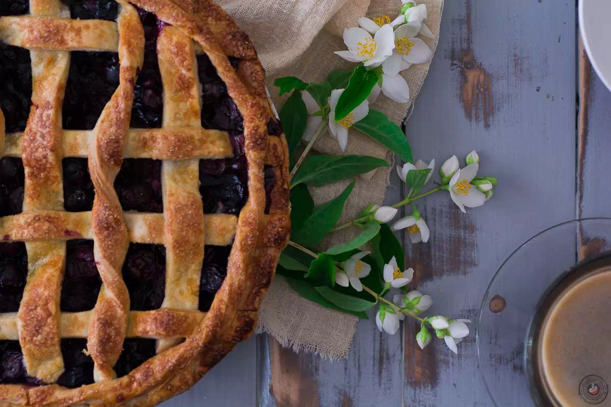Torta blueberry pie con classica chiusura a intreccio
